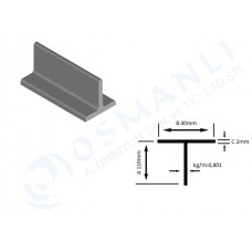 Alüminyum T profil 110mm X 40mm X 2mm